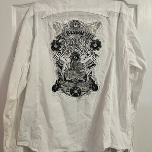 DKNY White Casual Button Down Shirt